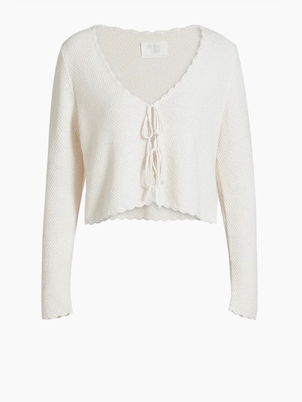 Stellae dux bow tie scalloped cardigan NWT